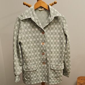 Women’s Light Green Patterned Button-Up Jacket